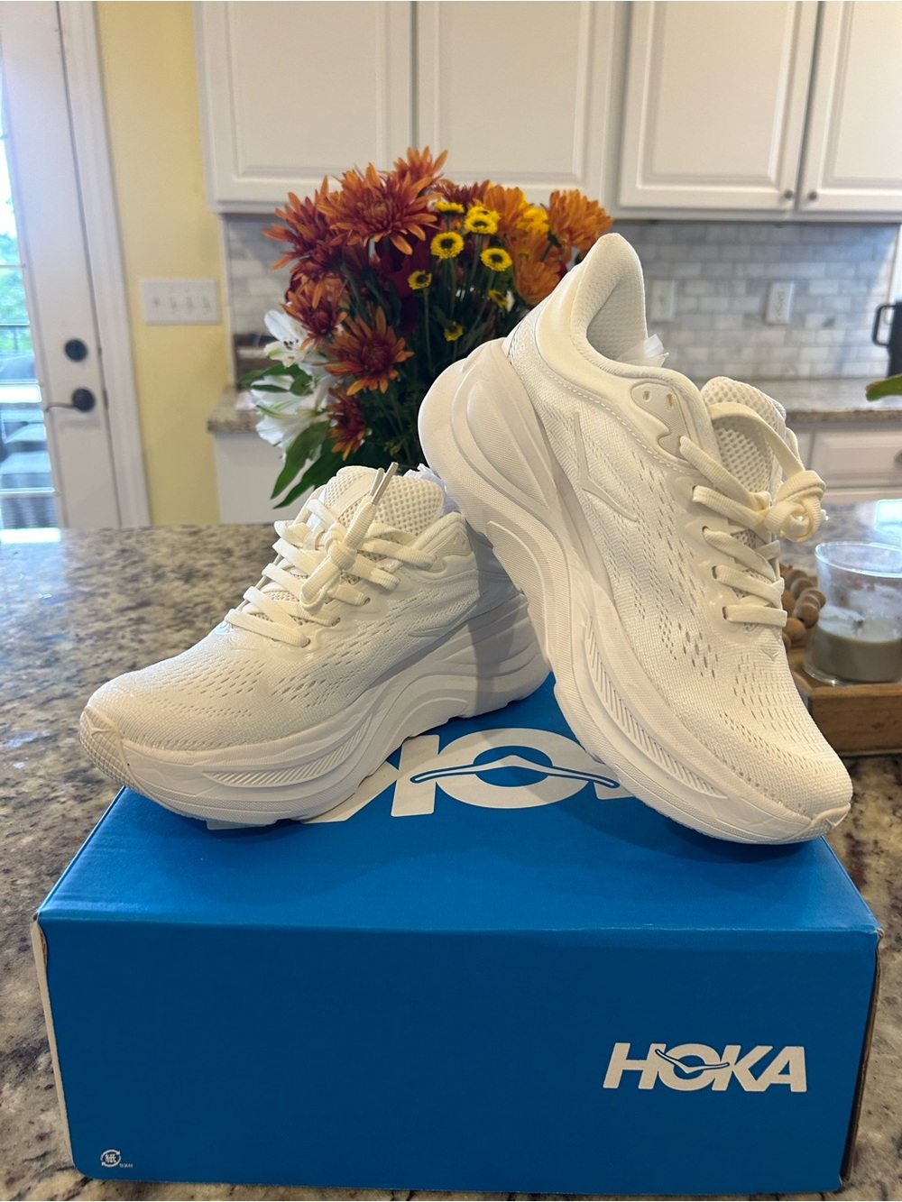 Hoka One One Women's All-White Cushioned Running Shoes